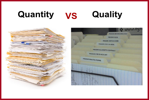 V quality. Quality more important than Quantity.